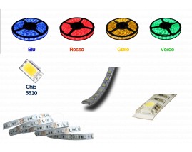 STRISCIA LED 5630-60LED/MT 5mt 12V IP44 NON RESINATO COLORATO