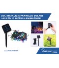 LUCI NATALIZIE PANNELLO SOLARE 100 LED 13 METRI 8 ANIMAZIONI LUCE MULTICOLOR